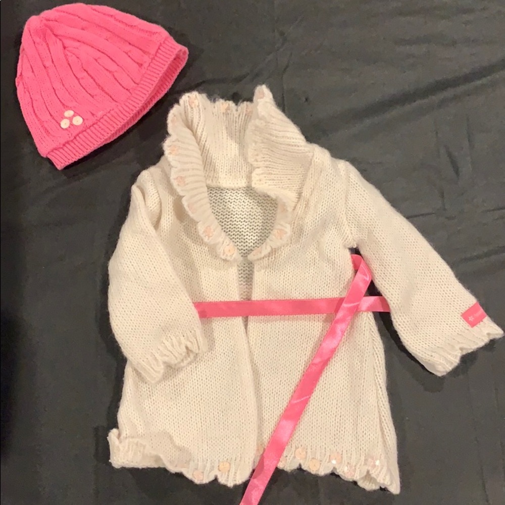 American Girl sweater and matching hat!